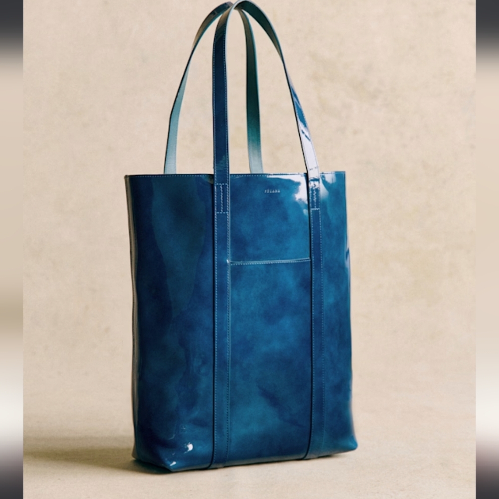Sezane Le Tote Blue Patent NWT Le Cabas Bleu Vernis The Tote